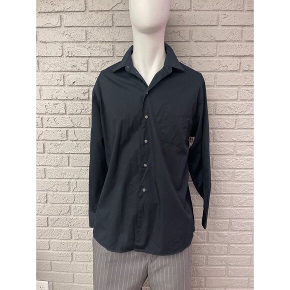 Dockers Men Black Micro-Fiber Blend Long Sleeve Button-Up Shirt Size L 16-16 1/2 - Picture 3 of 10